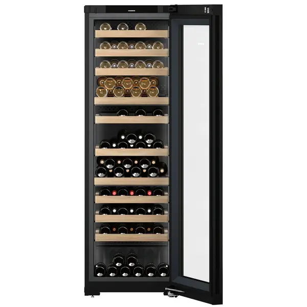Wijnklimaatkast | VINIDOR | 104x 75cl | Zwart | 3 Zones | +5°C/+20°C | Geforceerd | Touchscreen + App | Temperatuur-/Deuralarm | Wielen | 597x678x1854(h)mm