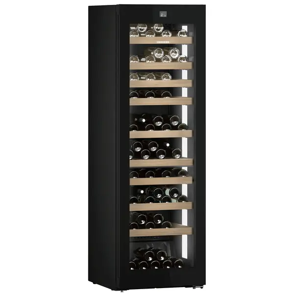 Wijnklimaatkast | VINIDOR | 106x 75cl | Zwart | 2 Zones | +5°C/+20°C | Geforceerd | Touchscreen + App | Temperatuur-/Deuralarm | Wielen | 597x678x1854(h)mm