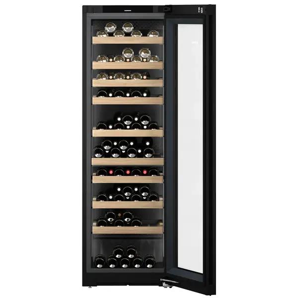 Wijnklimaatkast | VINIDOR | 106x 75cl | Zwart | 2 Zones | +5°C/+20°C | Geforceerd | Touchscreen + App | Temperatuur-/Deuralarm | Wielen | 597x678x1854(h)mm