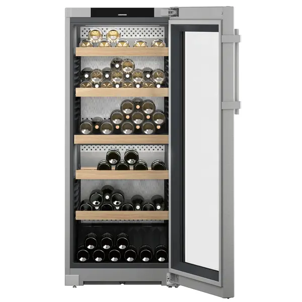 Wijnklimaatkast | VINIDOR | 107x 75cl | RVS | 2 Zones | +5°C/+20°C | Geforceerd | Temperatuur-/Deuralarm | Wielen | 597x675x1454(h)mm