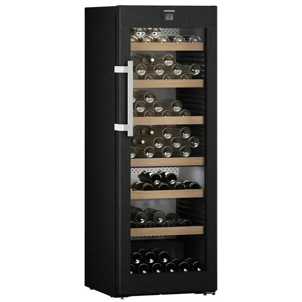 Wijnklimaatkast | VINIDOR | 131x 75cl | Zwart | 2 Zones | +5°C/+20°C | Geforceerd | Touchscreen + App | Temperatuur-/Deuralarm | Wielen | 597x675x1654(h)mm