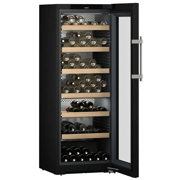 Wijnklimaatkast | VINIDOR | 131x 75cl | Zwart | 2 Zones | +5°C/+20°C | Geforceerd | Touchscreen + App | Temperatuur-/Deuralarm | Wielen | 597x675x1654(h)mm