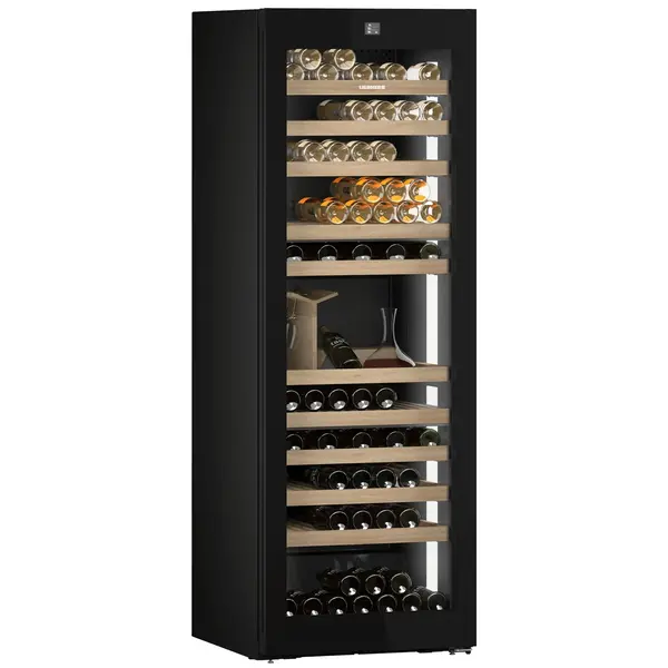 Wijnklimaatkast | VINIDOR | 149x 75cl + Sommelier Board | Zwart | 3 Zones | +5°C/+20°C | Geforceerd | Touchscreen + App | Temperatuur-/Deuralarm | Wielen | 697x764x2013(h)mm