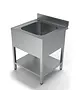 CombiSteel Spoeltafel | ESSENTIAL | RVS | 1 Spoelbak (Midden) | Bodemschap | Achteropstand | Zelfmontage | 700x700x850(h)mm 