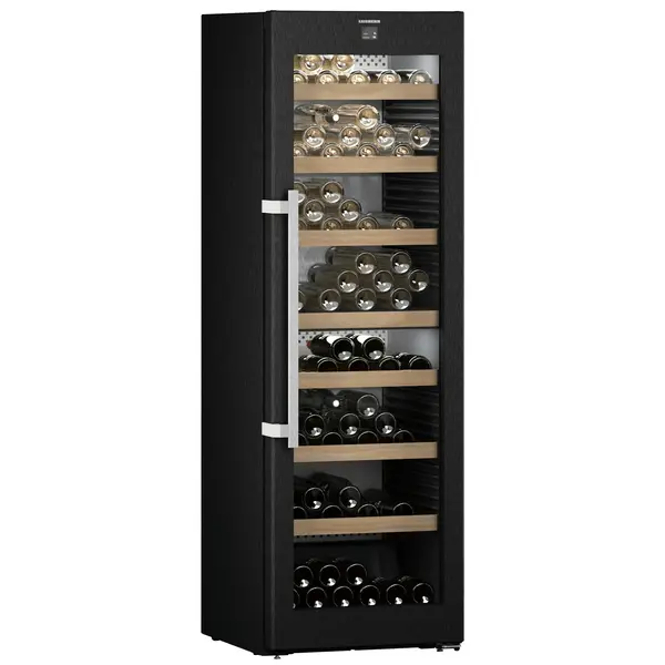 Wijnklimaatkast | VINIDOR | 155x 75cl | Zwart | 2 Zones | +5°C/+20°C | Geforceerd | Touchscreen + App | Temperatuur-/Deuralarm | Wielen | 597x675x1854(h)mm