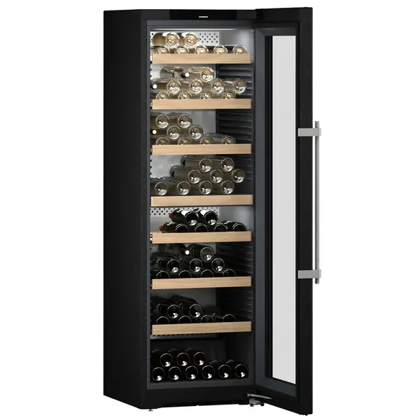 Wijnklimaatkast | VINIDOR | 155x 75cl | Zwart | 2 Zones | +5°C/+20°C | Geforceerd | Touchscreen + App | Temperatuur-/Deuralarm | Wielen | 597x675x1854(h)mm