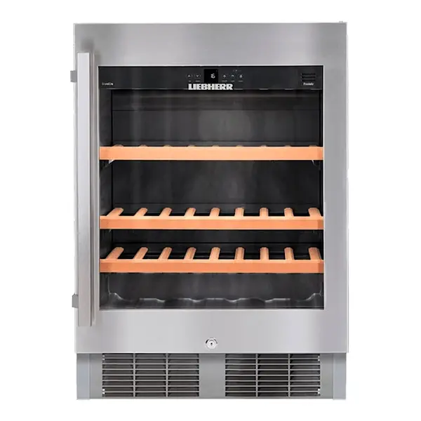 Inbouw-Wijnkoelkast | GRAND CRU | 46x 75cl | RVS | 1 Zone | +5°C/+20°C | Geforceerd | Temperatuur-/Deuralarm | 597x577x818(h)mm