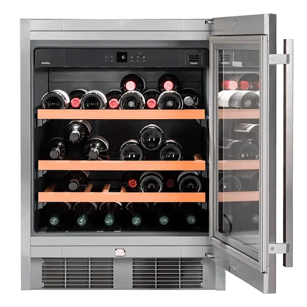 Inbouw-Wijnkoelkast | GRAND CRU | 46x 75cl | RVS | 1 Zone | +5°C/+20°C | Geforceerd | Temperatuur-/Deuralarm | 597x577x818(h)mm