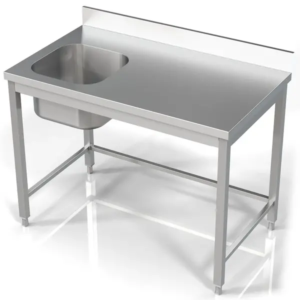 Spoeltafel | RVS | 1 Spoelbak (Links) | Achteropstand | Voorgemonteerd | 1200x700x850(h)mm