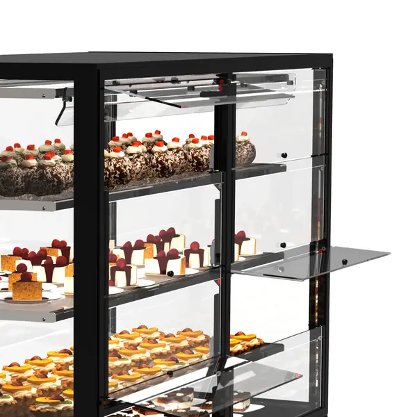 Koelvitrine | INTEGRA | Wit/Zwart | +2°C/+6°C | Geforceerd | 4 Niveaus | Zelfbediening | Vochtigheid Instelbaar | Wielen (Geremd) | 1200x600x1400(h)mm