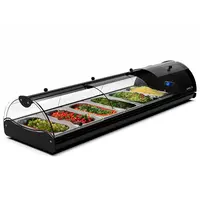 SAYL Tapasvitrine | SELF-SERVICE | Zwart | 4x 1/3 GN | +2°C/+6°C | Statisch | 1 Niveau | Zelfbediening | 970x380x245(h)mm 
