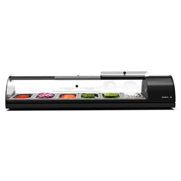 Tapasvitrine | SELF-SERVICE | Zwart | 6x 1/3 GN | +2°C/+6°C | Statisch | 1 Niveau | Zelfbediening | 1320x380x245(h)mm