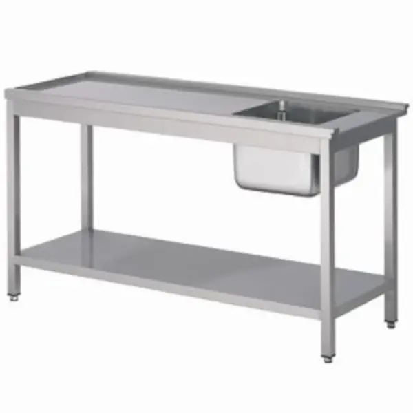 Aanvoertafel (Links) | RVS | 1 Spoelbak (Rechts) | Bodemschap | 1500x750x900(h)mm