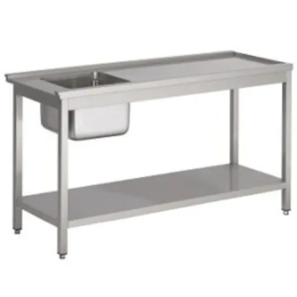Aanvoertafel (Rechts) | RVS | 1 Spoelbak (Links) | Bodemschap | 1500x750x900(h)mm