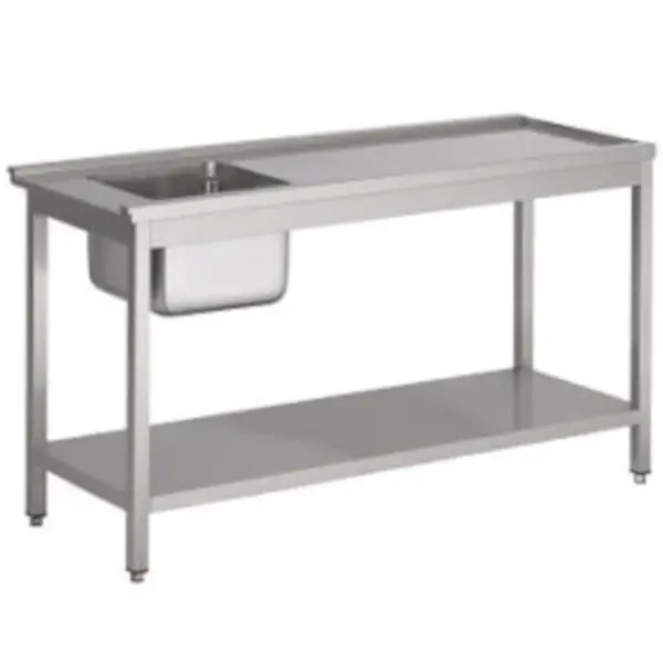 Aanvoertafel (Rechts) | RVS | 1 Spoelbak (Links) | Bodemschap | 1200x750x900(h)mm