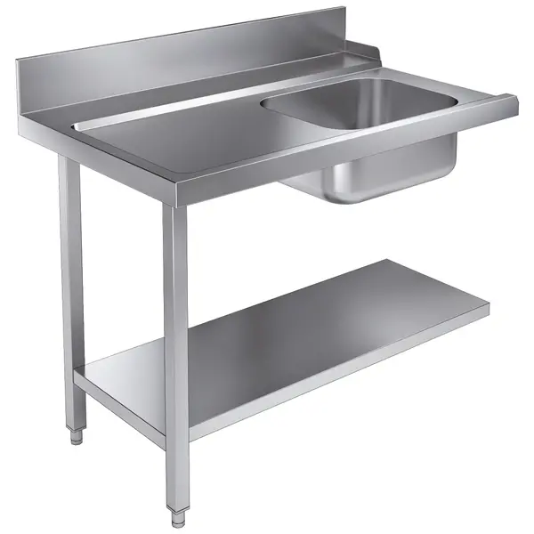 Aanvoertafel (Links) | RVS | 1 Spoelbak (Rechts) | Bodemschap | Achteropstand | 1200x800x900(h)mm