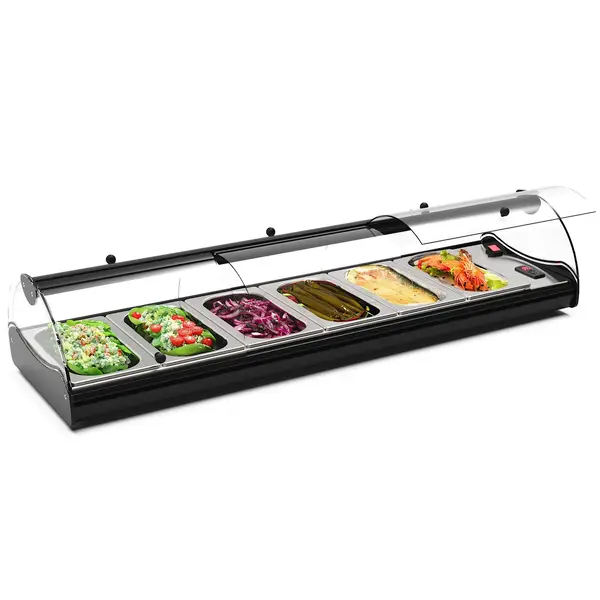 Tapasvitrine | SELF-SERVICE | Zwart | +2°C/+6°C | Statisch | 1 Niveau | Zelfbediening | Externe Koeling (Excl.) | 1175x395x245(h)mm