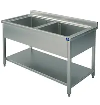 Mastro Spoeltafel | RVS | 2 Spoelbakken (Midden) | Bodemschap | Achteropstand | Zelfmontage | 1400x600x850/950(h)mm