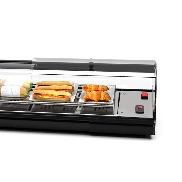 Verwarmde Tapasvitrine | SELF-SERVICE | Zwart | 60°C/70°C | Statisch | 1 Niveau | Zelfbediening | 1.04kW (230V) | 1190x395x245(h)mm