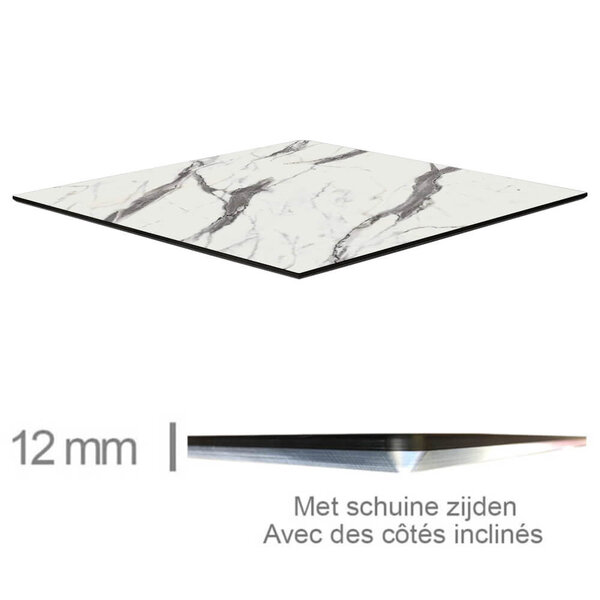 Tafelblad | COMPACT | Marmerlook (Wit) | In-/Outdoor | 690x690x12(h)mm
