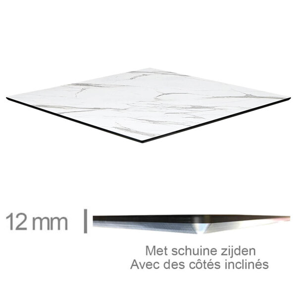 Tafelblad | COMPACT | Marmerlook (Wit) | In-/Outdoor | 690x690x12(h)mm
