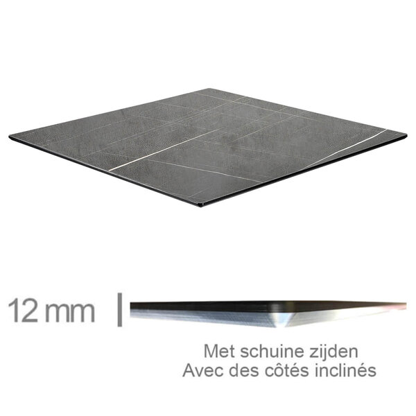 Tafelblad | COMPACT | Marmerlook (Zwart) | In-/Outdoor | 690x690x12(h)mm