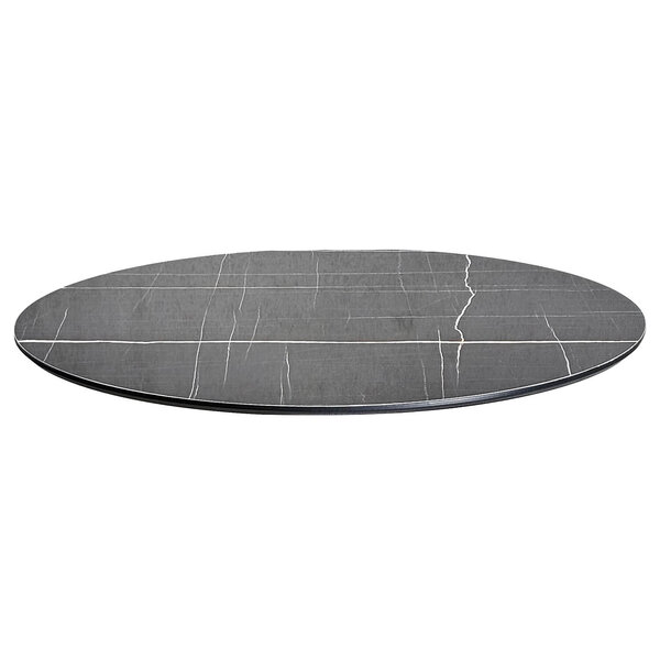 Tafelblad | COMPACT | Marmerlook (Zwart) | In-/Outdoor | Ø690x12(h)mm