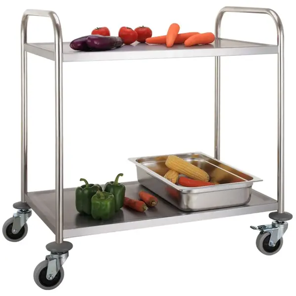 Serveerwagen | RVS | 2 Niveaus (830x510) | Wielen (Geremd) | 860x540x940(h)mm