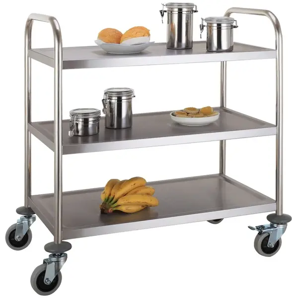 Serveerwagen | RVS | 3 Niveaus (830x510) | Wielen (Geremd) | 860x540x940(h)mm