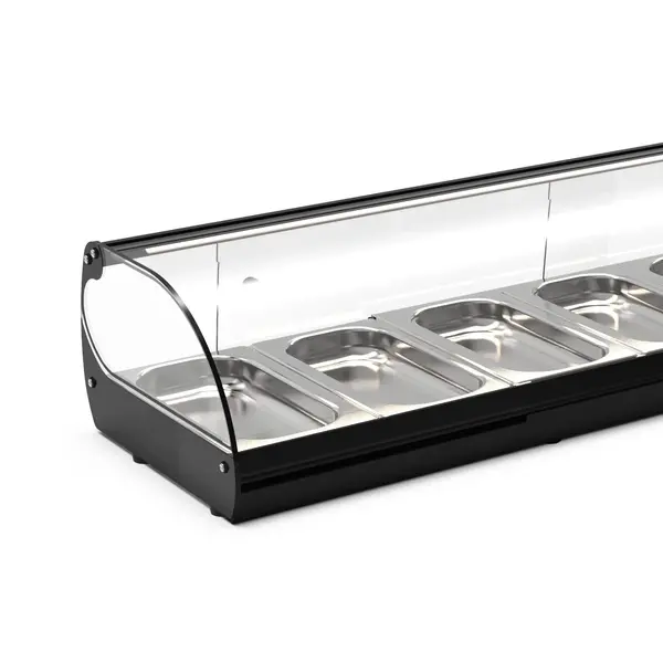 Tapasvitrine | CLASSIC | Zwart | 6x 1/3 GN | +2°C/+6°C | Statisch | 1 Niveau | Losse Koelunit (Inbouw) | 1190x395x245(h)mm