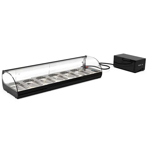 Tapasvitrine | CLASSIC | Zwart | +2°C/+6°C | Statisch | 1 Niveau | Losse Koelunit (Inbouw) | 1190x395x245(h)mm