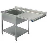 Mastro Spoeltafel | RVS | 1 Spoelbak (Links) + Afdruipvlak | Bodemschap + Voorlader | Achteropstand | Zelfmontage | 1300x600x850/950(h)mm