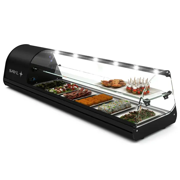Tapasvitrine | CLASSIC | Zwart | 4x 1/3 GN | +2°C/+6°C | Statisch | 2 Niveaus | 1085x395x360(h)mm