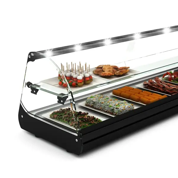 Tapasvitrine | CLASSIC | Zwart | +2°C/+6°C | Statisch | 2 Niveaus | Externe Koeling (Excl.) | 840x395x360(h)mm