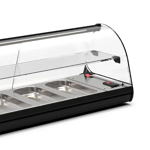 Tapasvitrine | CLASSIC | Zwart | 6x 1/3 GN | +2°C/+6°C | Statisch | 2 Niveaus | Externe Koeling (Excl.) | 1190x395x360(h)mm