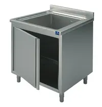 Mastro Spoeltafel | RVS | 1 Spoelbak (Midden) | Draaideur | Achteropstand | Voorgemonteerd | 600x600x850/950(h)mm