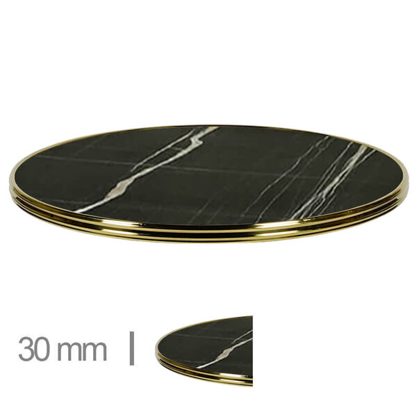 Tafelblad | PALAZZO | Marmerlook (Zwart) | In-/Outdoor | Ø700x30(h)mm