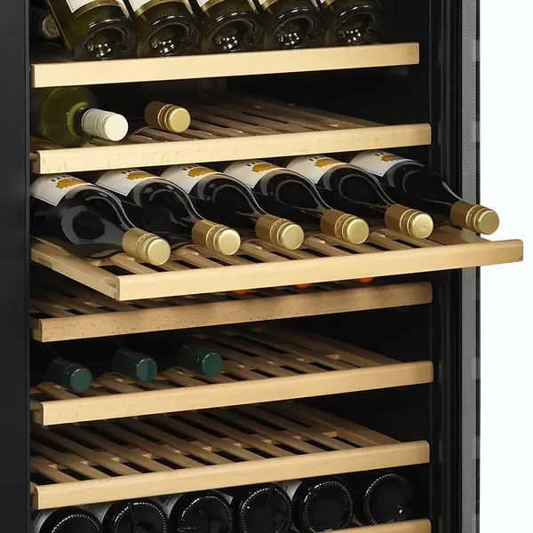 Wijnkoelkast | SERIE TFW | 416L (163x 75cl) | RVS/Zwart | 2 Zones | +5°C/+18°C | Statisch + Ventilator | 595x680x1760(h)mm
