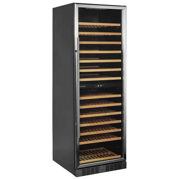 Wijnkoelkast | SERIE TFW | 416L (163x 75cl) | RVS/Zwart | 2 Zones | +5°C/+18°C | Statisch + Ventilator | 595x680x1760(h)mm
