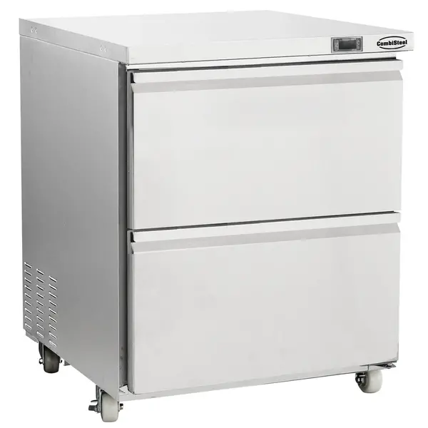 Koel-/Vrieskast | 185L | RVS | -18°C/-21°C & +1°C/+4°C | Geforceerd | 2 Laden (GN) | (Wielen (Geremd) | 705x785x850(h)mm