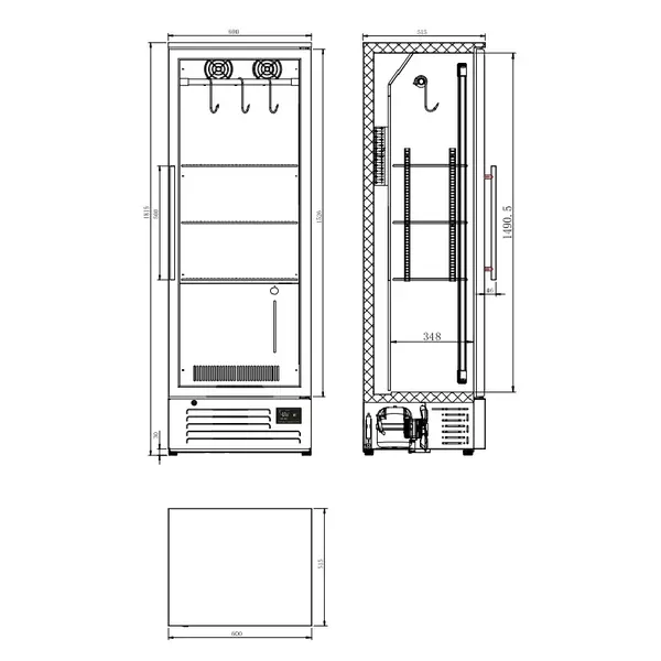Dry Aging Kast | 293L | Zwart | 0°C/+10°C | Geforceerd | Vochtigheid Instelbaar | Deuralarm | 600x515x1820(h)mm