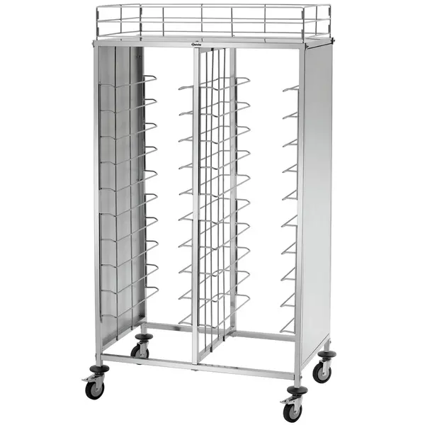 Regaalwagen | RVS | 2x 10 Etages (1/1 GN) + Bovenblad | Wielen (Geremd) | 1155x680x1840(h)mm