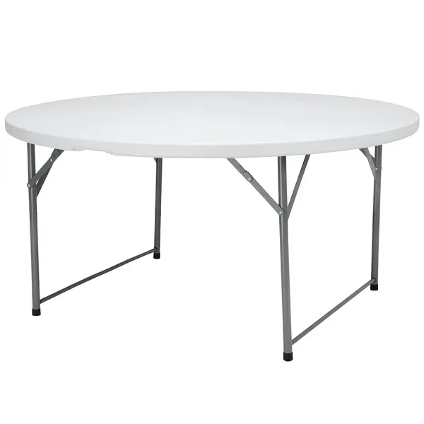 Inklapbare Buffettafel | CATERING | Kunststof/Metaal | Wit Blad | Grijs Frame | In-/Outdoor | Ø1500x740(h)mm