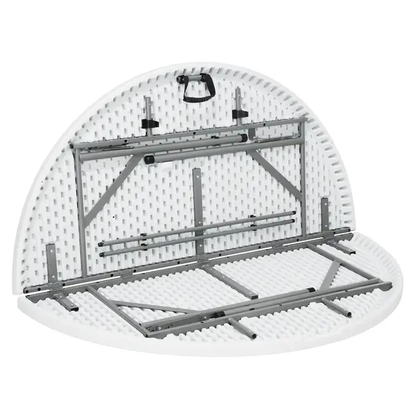 Inklapbare Buffettafel | CATERING | Kunststof/Metaal | Wit Blad | Grijs Frame | In-/Outdoor | Ø1500x740(h)mm