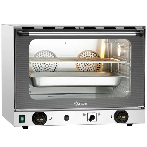 Heteluchtoven | 4 Niveaus (1/1 GN) | Elektrisch | 50°C/300°C | 3kW (230V) | Bevochtiging (Handmatig) | Grillfunctie | 700x640x540(h)mm