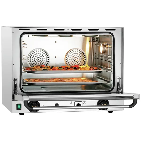 Heteluchtoven | 4 Niveaus (1/1 GN) | Elektrisch | 50°C/300°C | 3kW (230V) | Bevochtiging (Handmatig) | Grillfunctie | 700x640x540(h)mm
