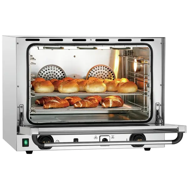 Heteluchtoven | 4 Niveaus (1/1 GN) | Elektrisch | 50°C/300°C | 3kW (230V) | Bevochtiging (Handmatig) | Grillfunctie | 700x640x540(h)mm