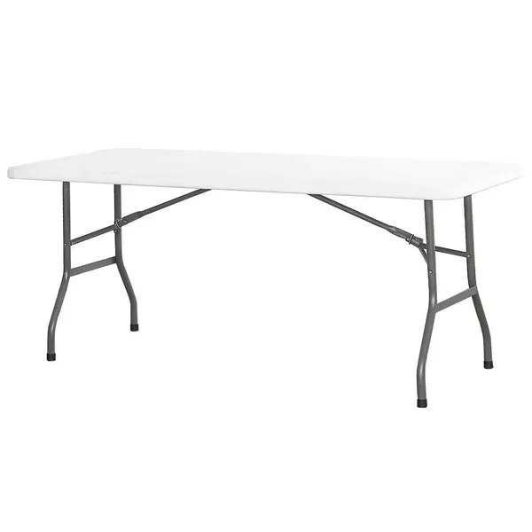 Inklapbare Buffettafel | CATERING | Kunststof/Metaal | Wit Blad | Grijs Frame | In-/Outdoor | 1800x740x740(h)mm