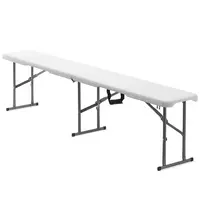 HENDI Opklapbare Buffetbank | CATERING | Kunststof/Metaal | Wit | Grijs Frame | In-/Outdoor | 1830x300x430(h)mm 