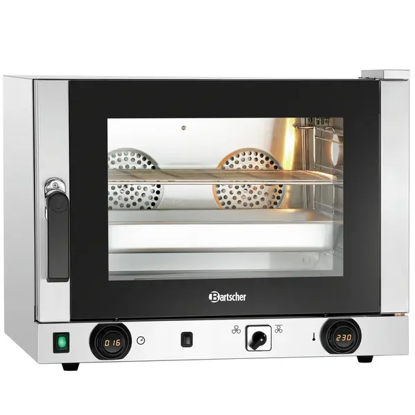Heteluchtoven | 4 Niveaus (1/1 GN) | Elektrisch | 50°C/300°C | 3kW (230V) | Bevochtiging (Handmatig) | Grillfunctie | 700x675x550(h)mm